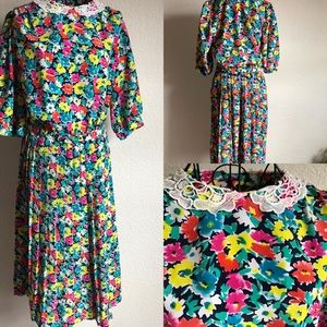 Vintage 80s Dress Floral Cottagecore Dress 12